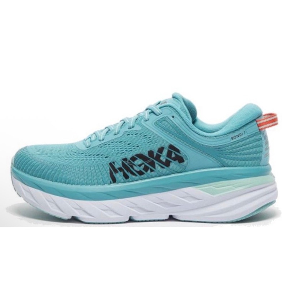 Hoka One One Bondi 7 Womens 9 Running Shoes Aqua Haze‎ Blue 1110519 AEBL